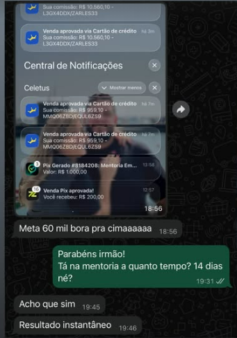 R$60k no primeiro evento, em 14 dias