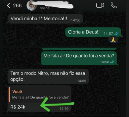 Primeira venda de mentoria: R$24k